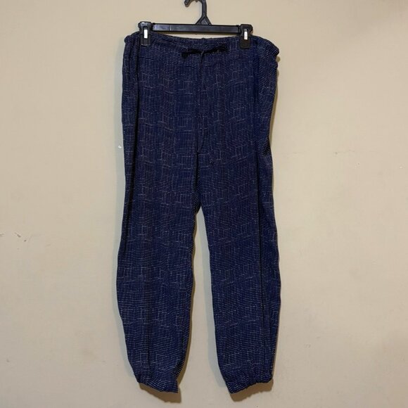 CAbi Pants - Cabi Navy Blue Polka Dot Chiffon Pull On Crop Capri Pants Large